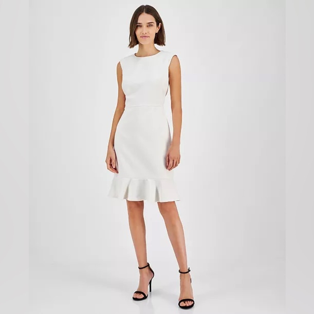 NWT Anne Klein Extended-Shoulder Ruffled-Hem Dress